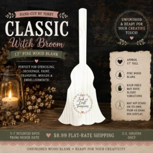 FOUR Classic Witch Brooms– 17" Hand-Cut Pine Wood Blank 🧹