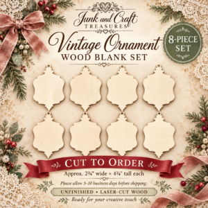 Small Vintage Ornament Wood Blanks – Laser Cut Set of 8