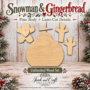 Snowman & Gingerbread Unfinished Wood Set