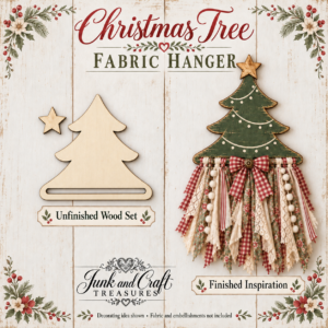 Christmas Tree Fabric Hanger – Unfinished LASER Cut Wood Set